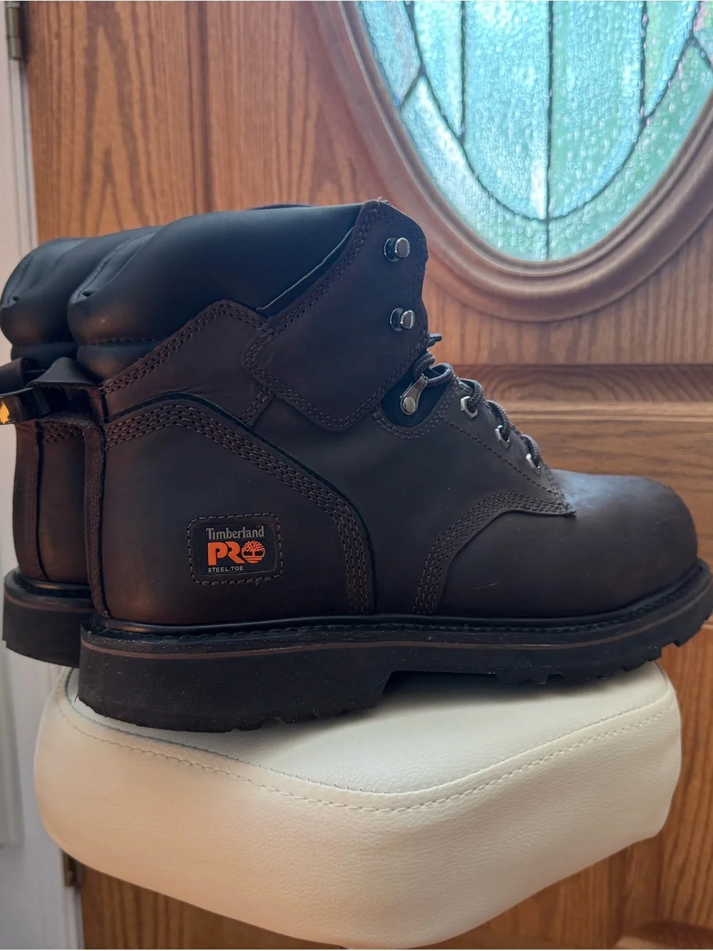 Timberland PRO Brown Leather Work Boots with Padded Collar